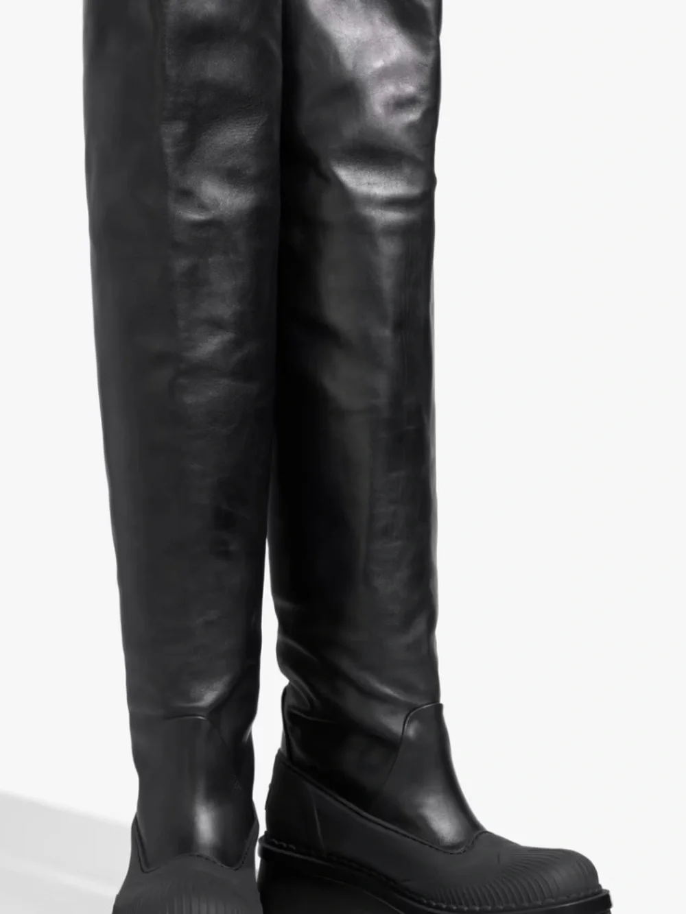 Chloe Raina Black Leather Over the Winter Rain Boots